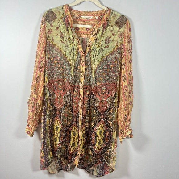 Soft Surroundings Makara Tunic Top Aztec Boho Western Blouse Small - Picture 2 of 7